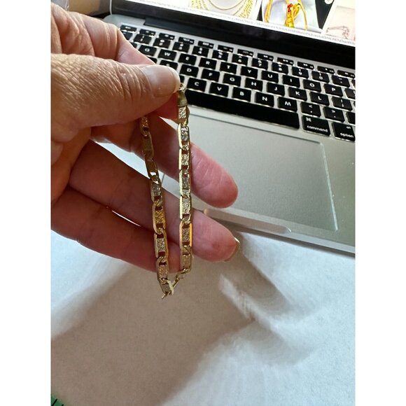 18K GOLD BRACELET GOURMETTE BUBBLES 4MM LINK MADE IN ITALY 7,9 - Picture 4 of 9